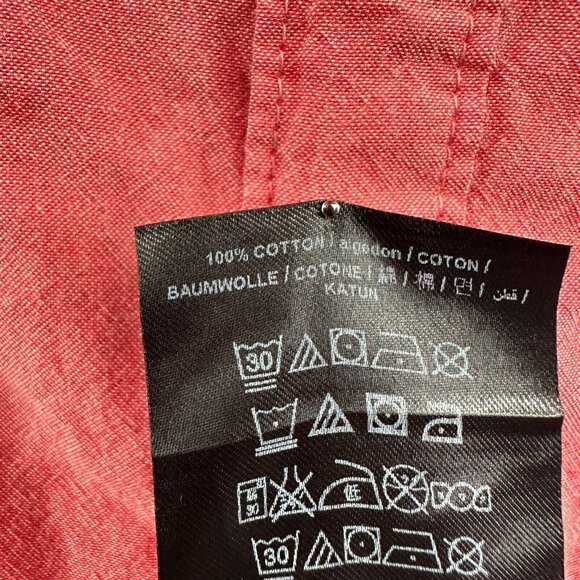 Guess Mens Shirt Extra Large Brick Red 100% Cotton Button‎ Front Long Sleeve - Picture 10 of 14